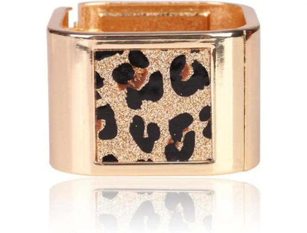 Beautiful Square Gold Bangle with Leopard Print