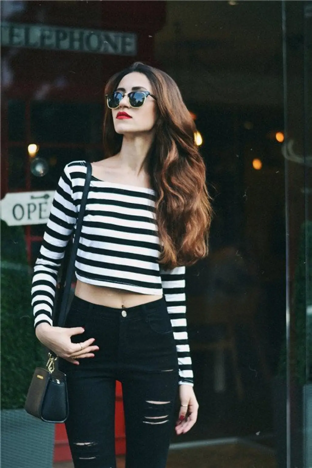 With a Striped Crop Top