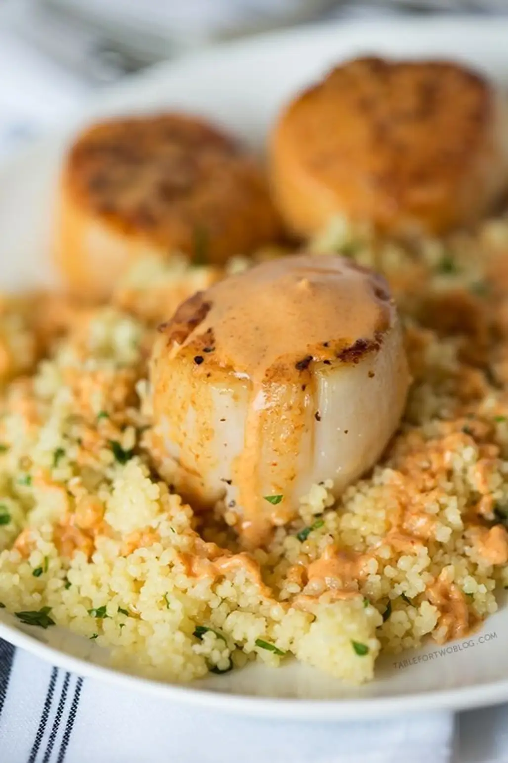 Scallops with Spicy Curry Sauce and Couscous