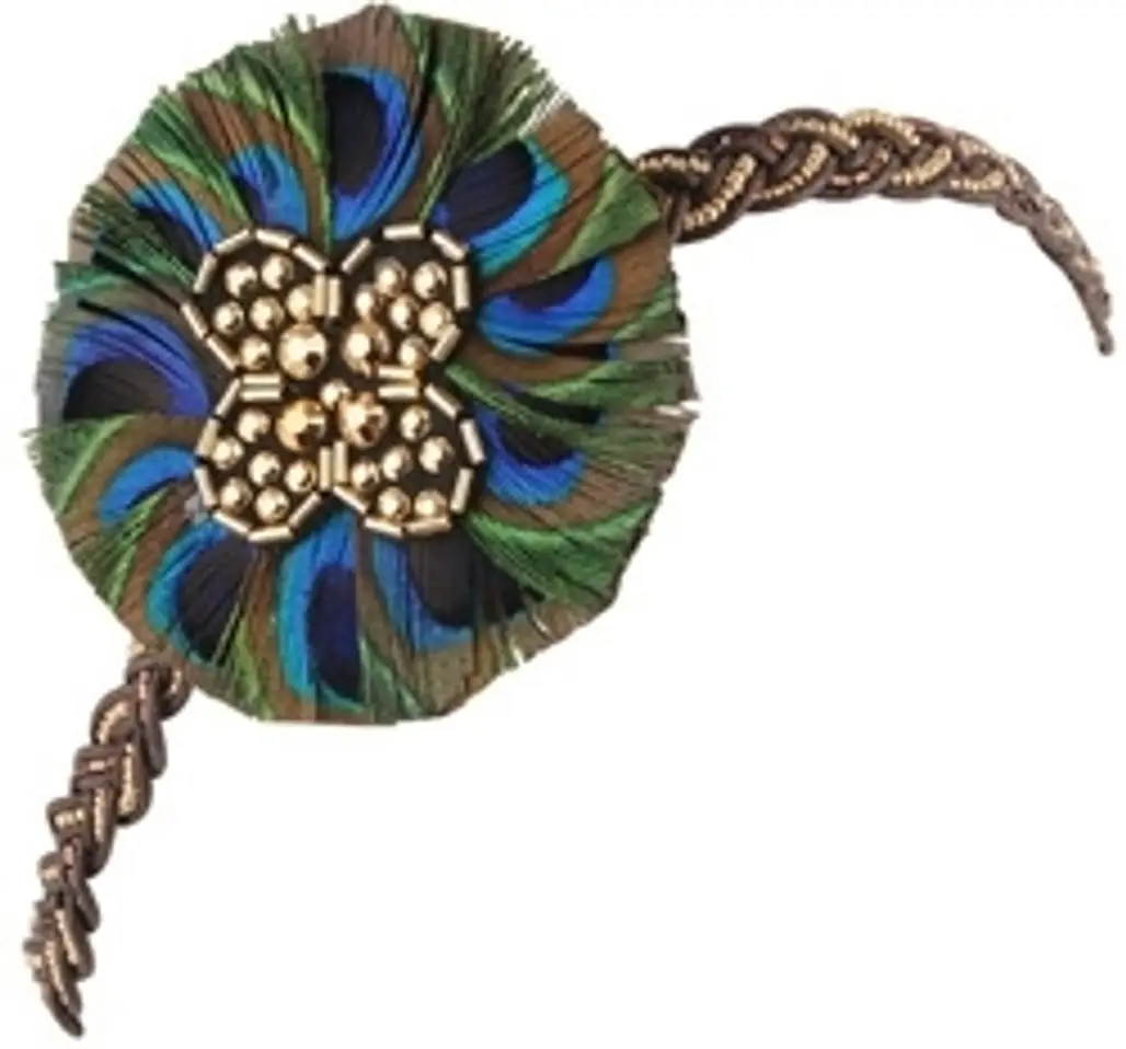 Braided Peacock Feather Headband