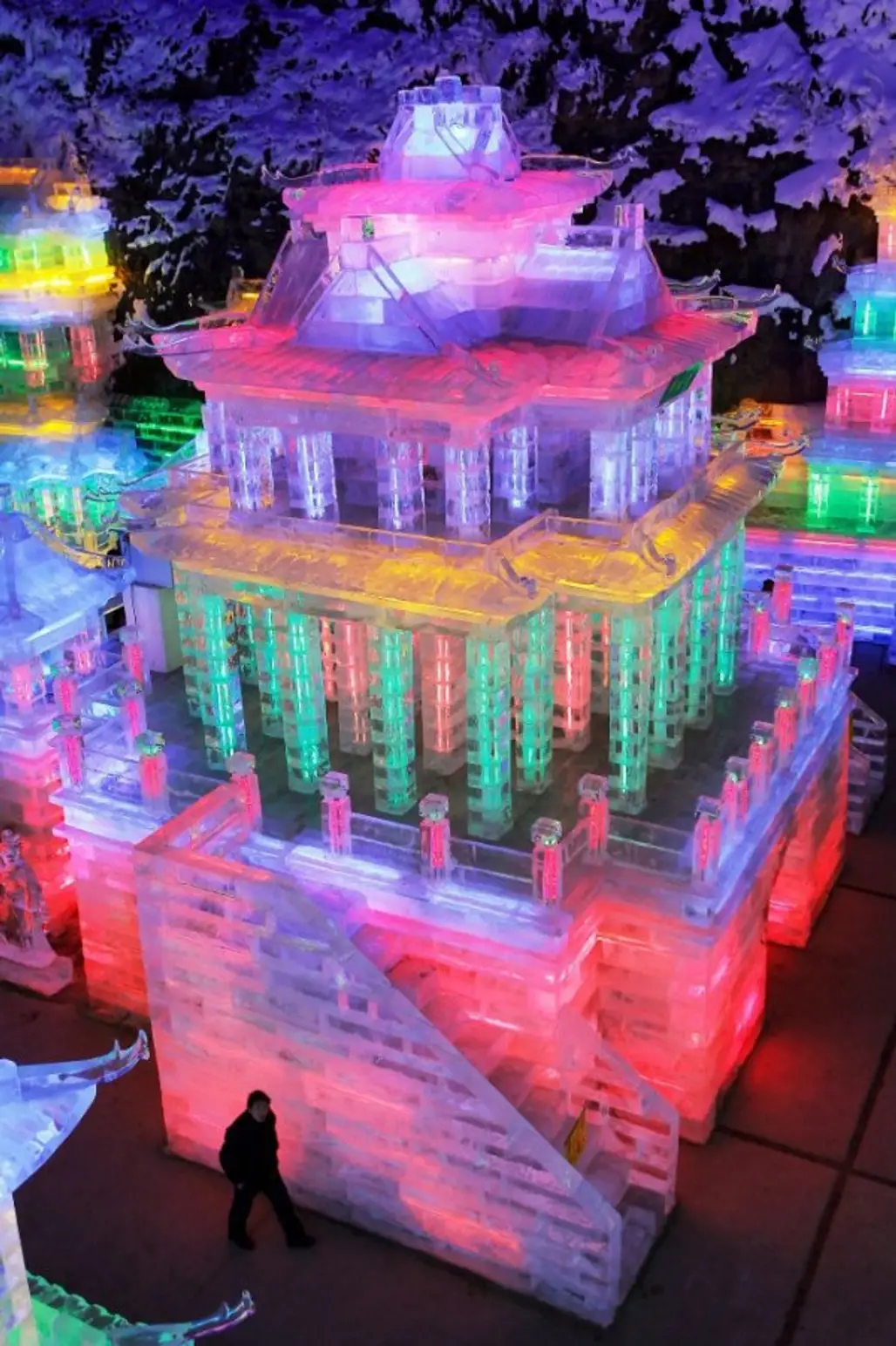 Rainbow City Made of Ice at the Yanqing Ice Festival