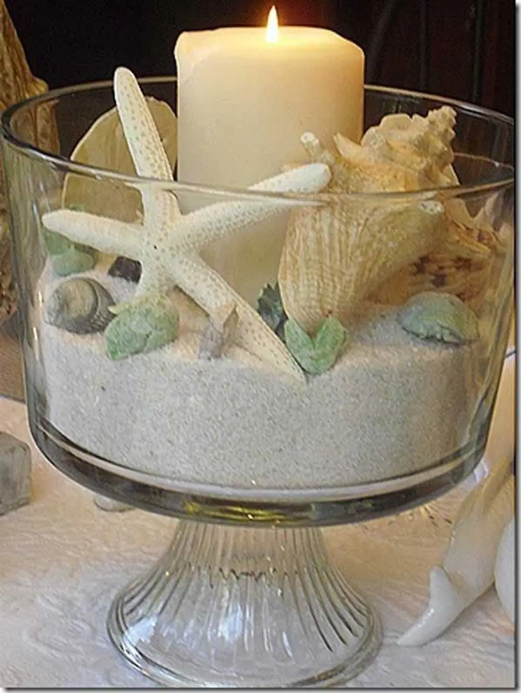 Fill Candle Holders with Sand and Shells