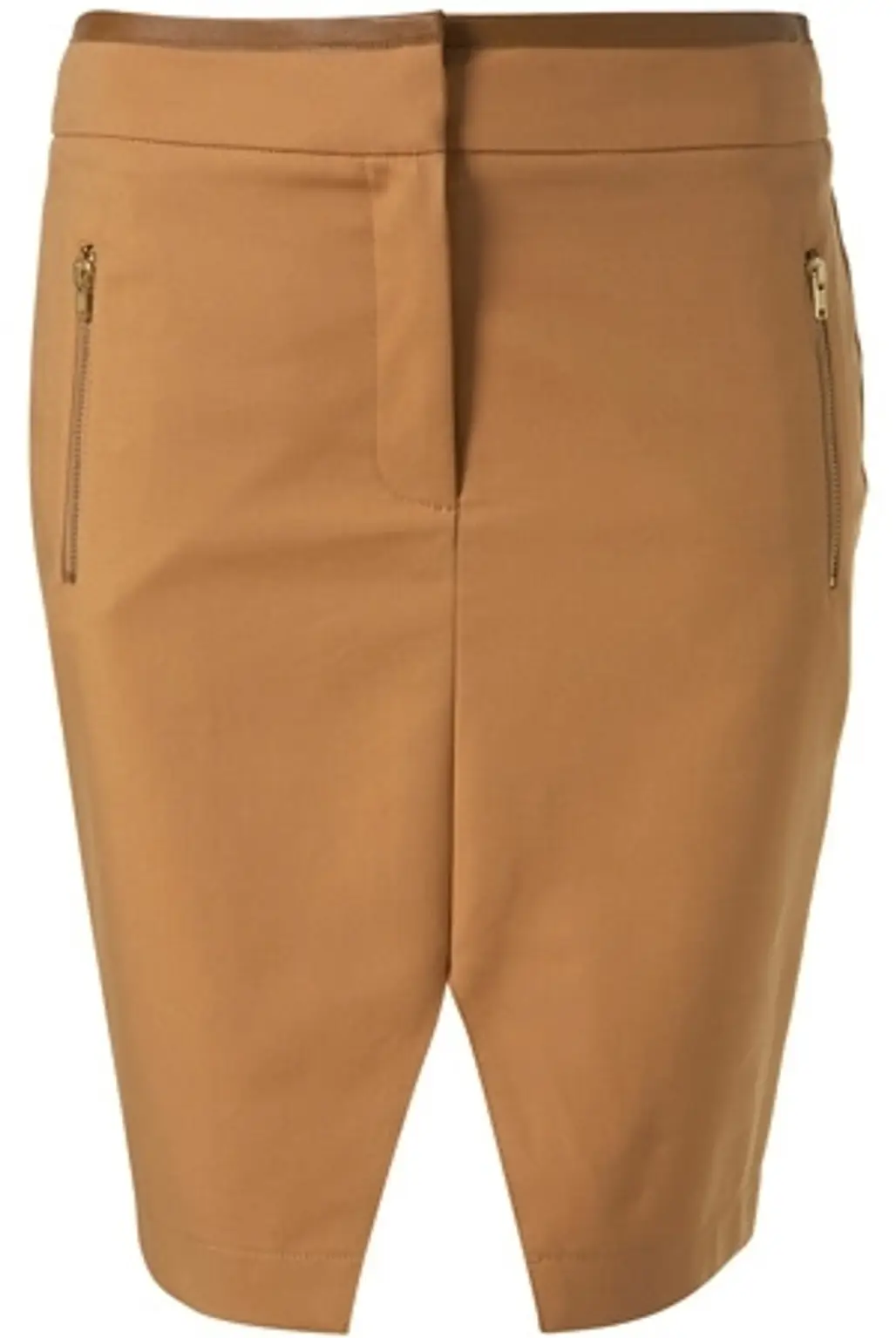 Topshop Caramel Faux Leather Trim Pencil Skirt