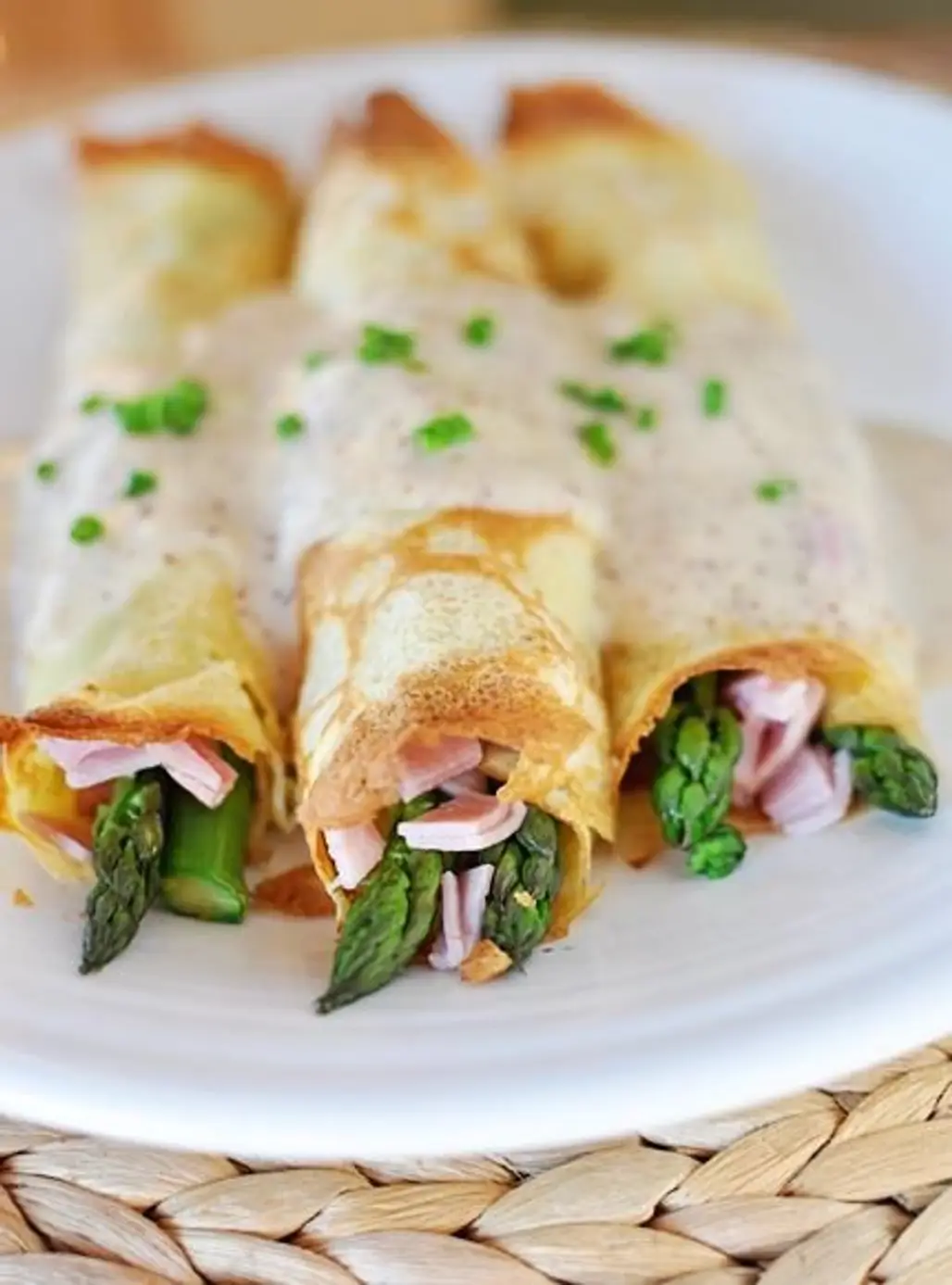 Crêpes with Ham, Swiss and Asparagus