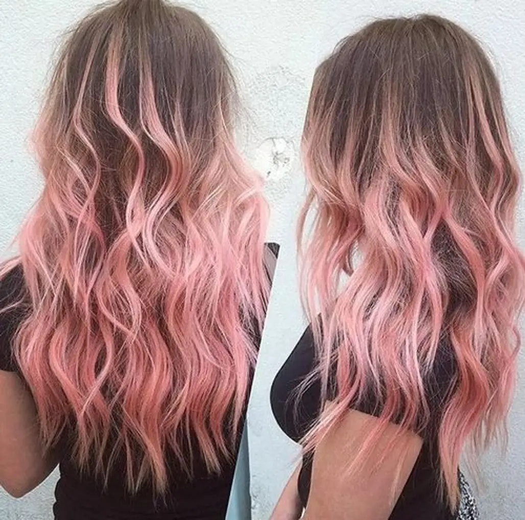 Brown Hair with Pastel Pink Ombré Highlights