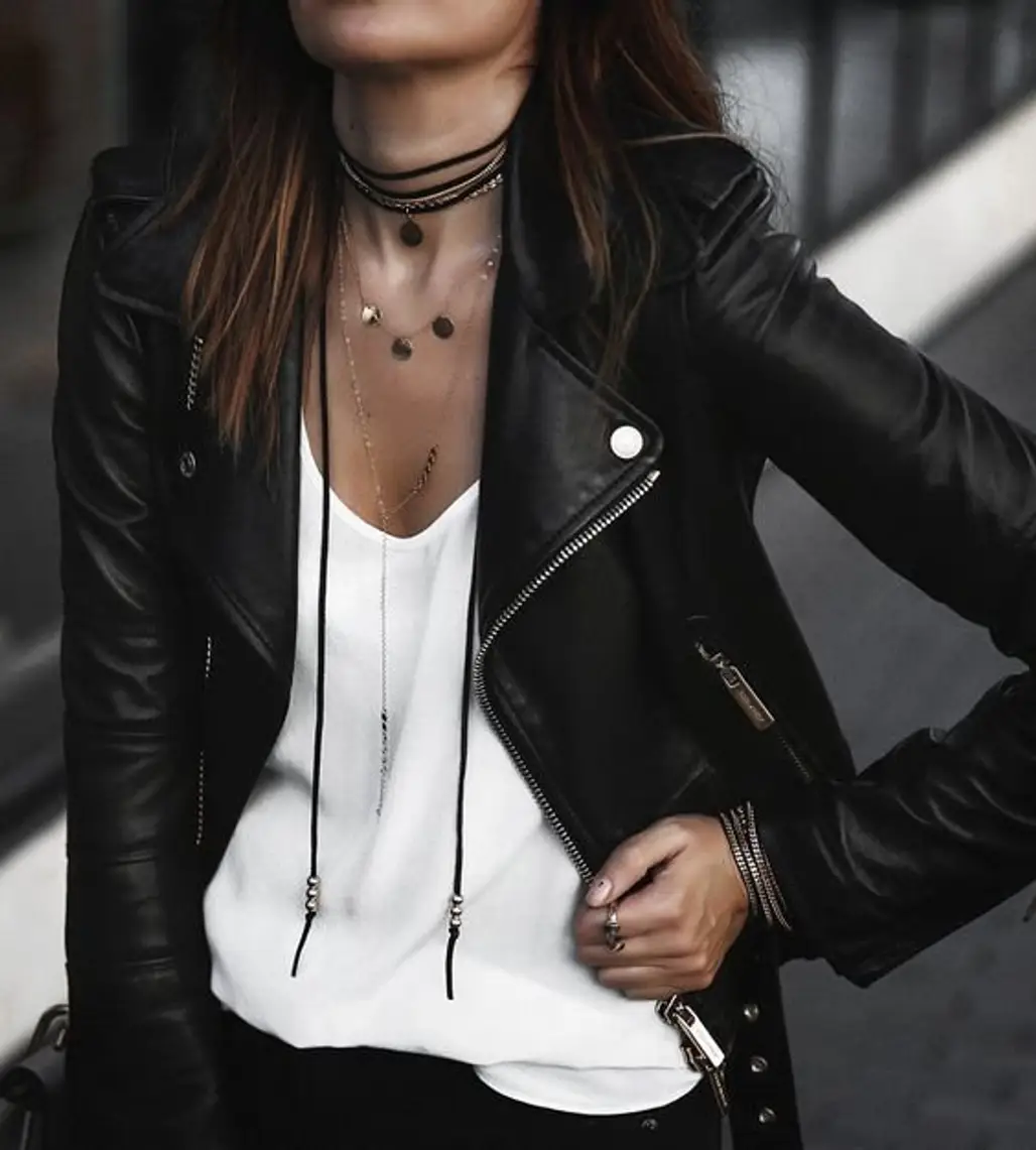 black, jacket, leather jacket, leather, fashion model,