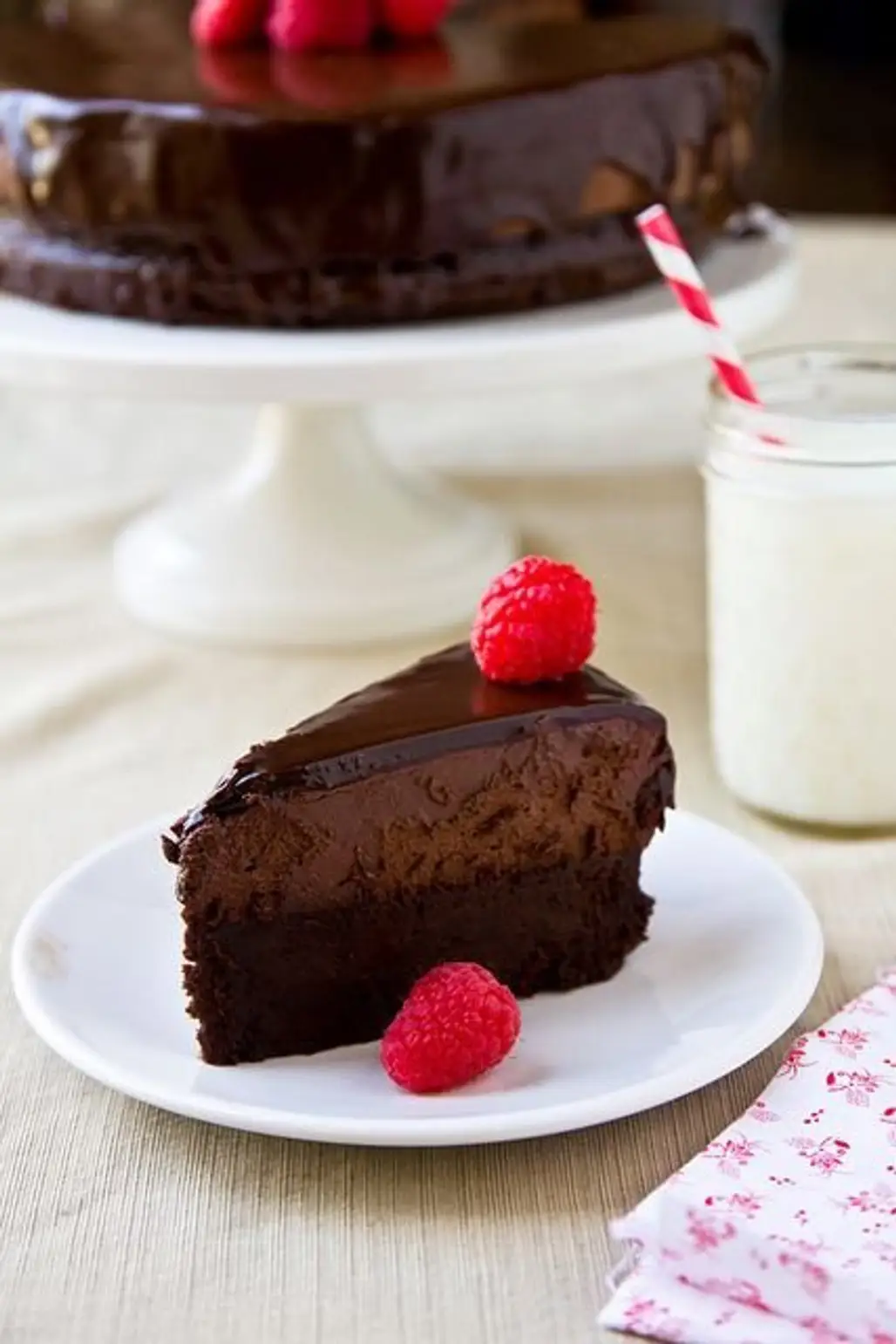 Flourless Chocolate Cake Topped with Mousse