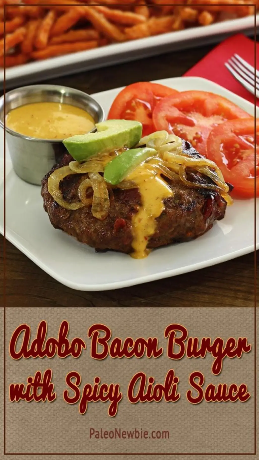 Gourmet Paleo Burger with Bacon and Chipotle-adobo inside