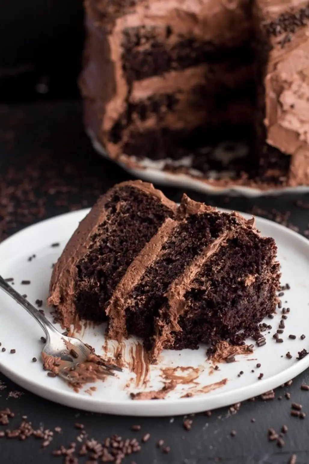 Simple Chocolate Birthday Cake with Whipped Chocolate Buttercream