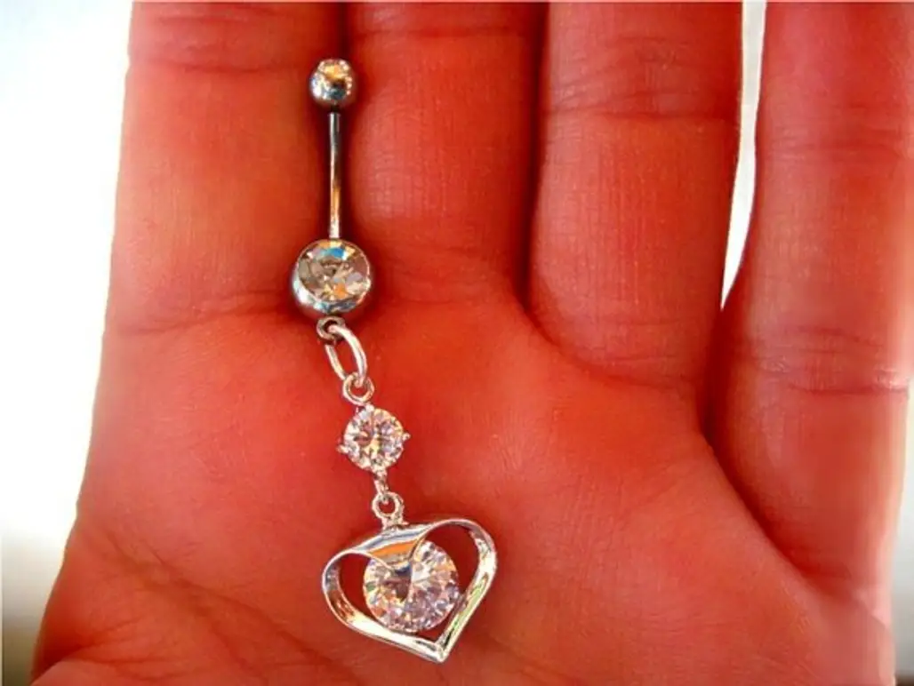 Crystal Heart Belly Button Ring