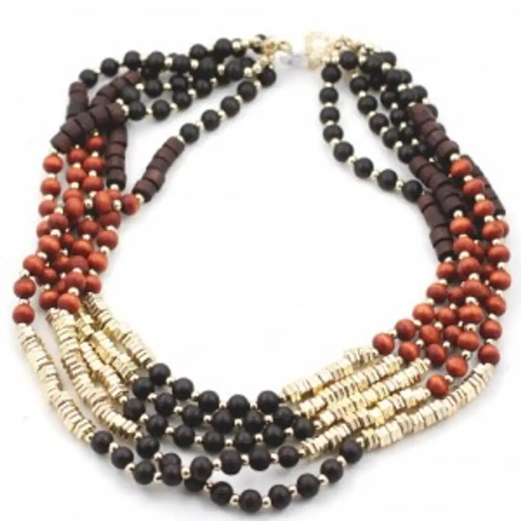 Tribal Wood Bead Necklace