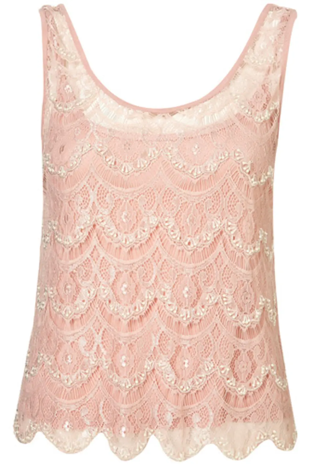 Topshop Scallop Lace Embellished Top