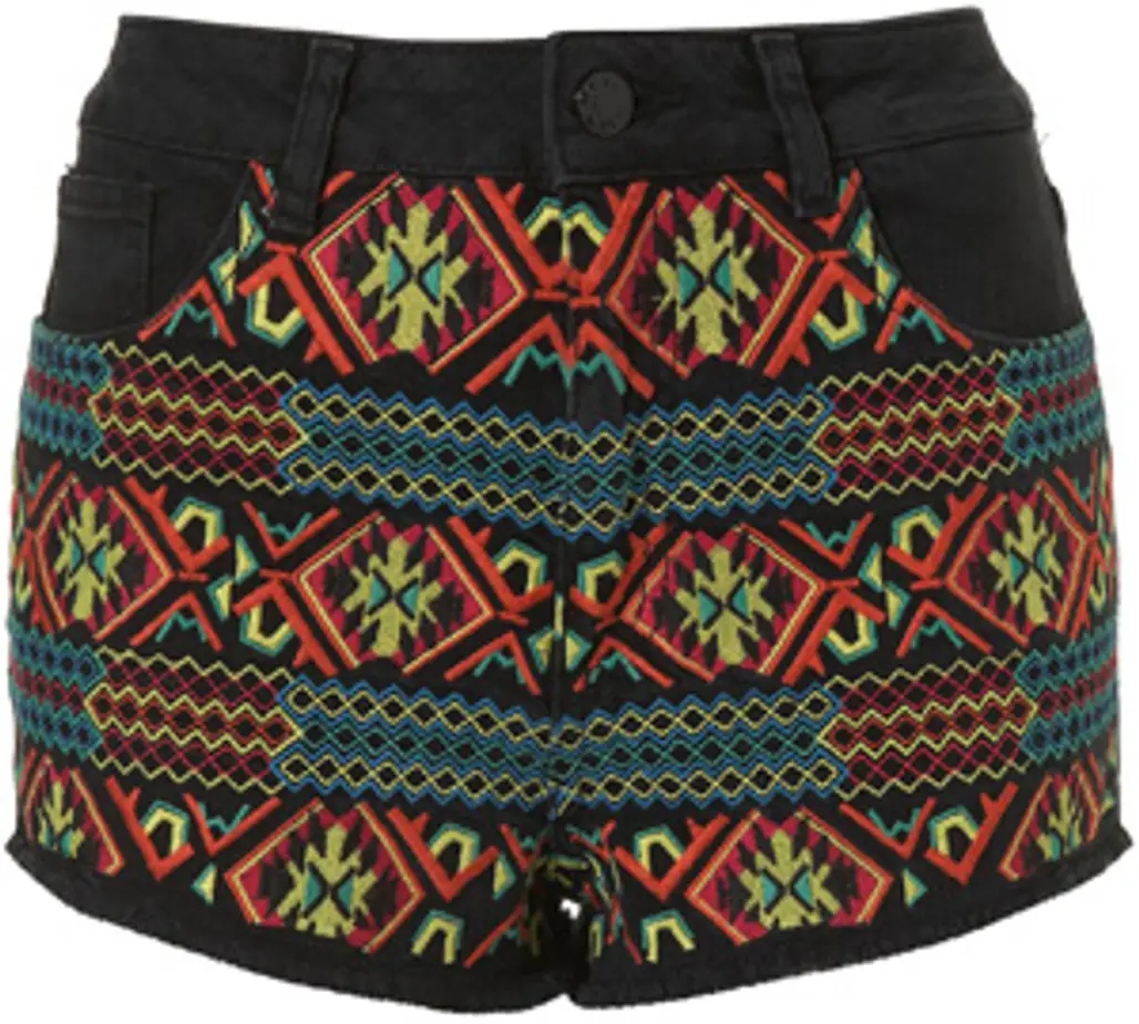 Embroidered Neon Hotpants