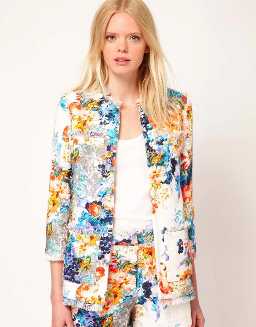 MSGM Floral Print Boucle Jacket