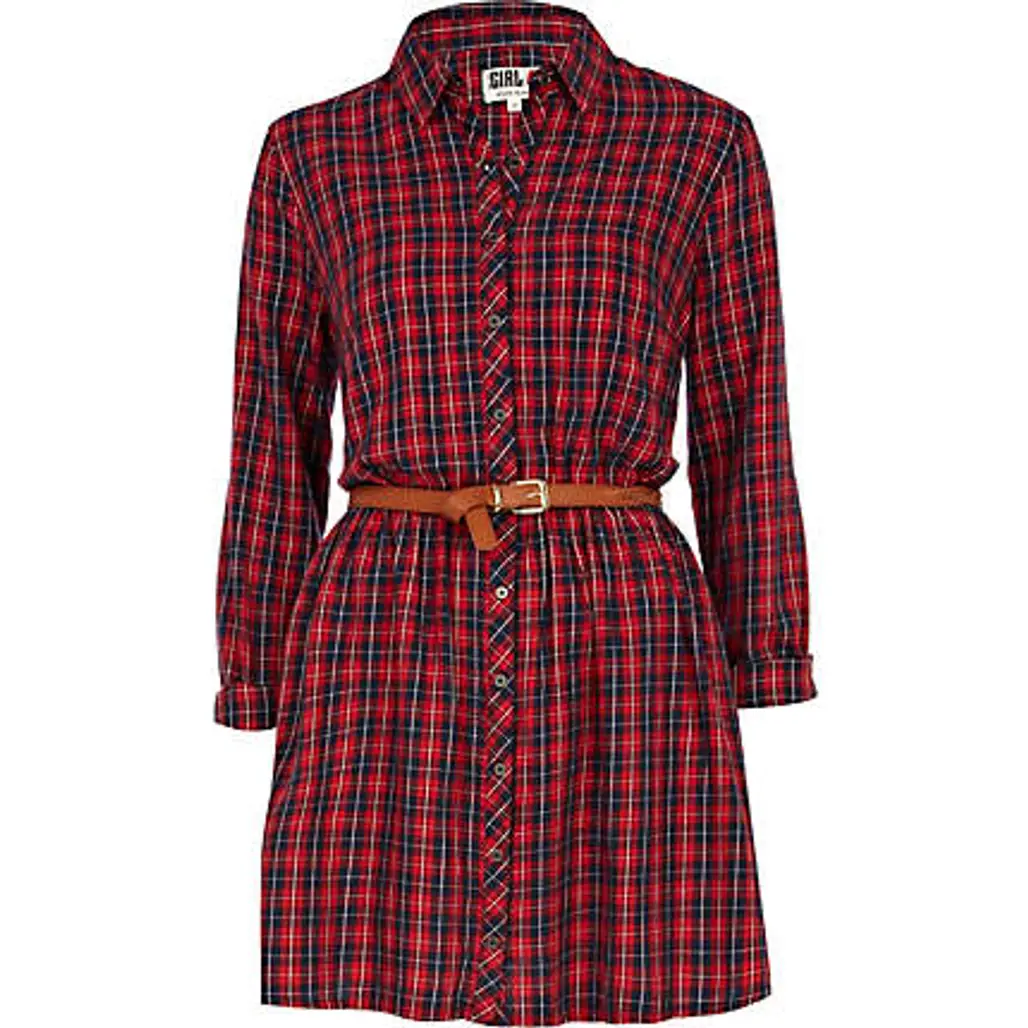 River Island Red Check Chelsea Girl Dress