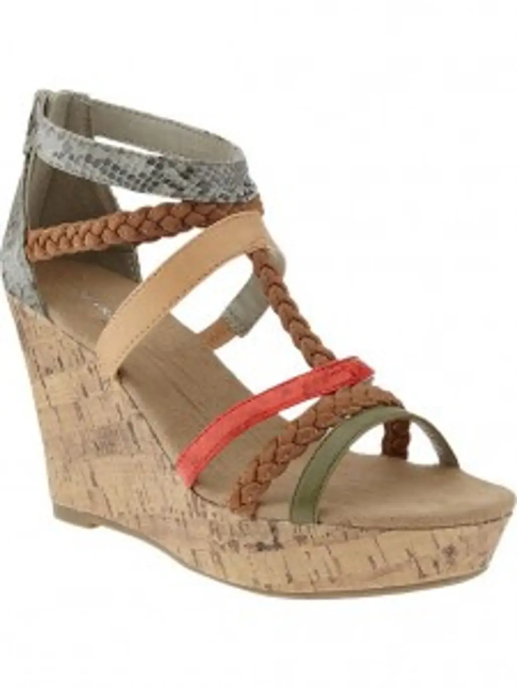 Mixed-Strap Color-Block Wedge
