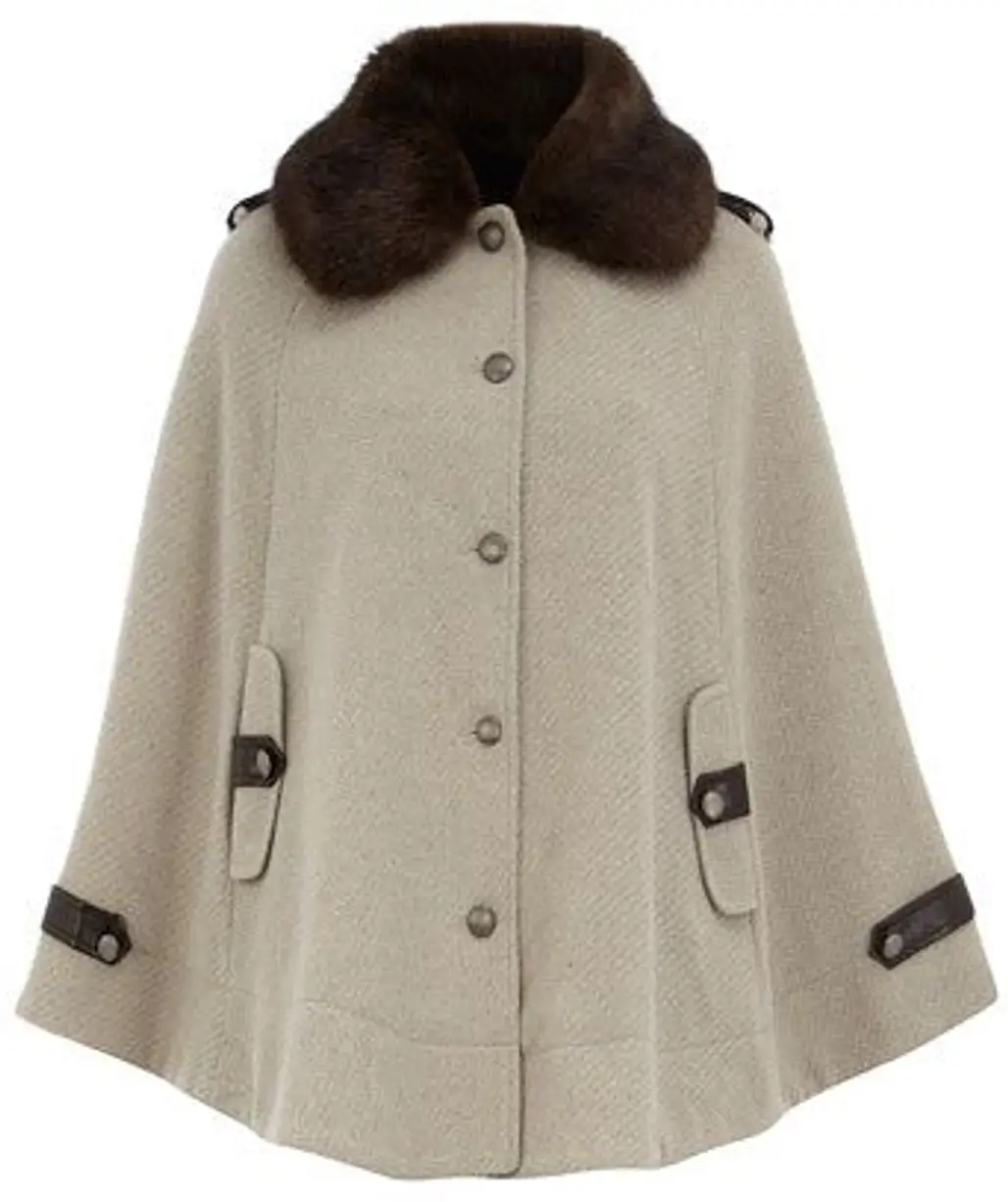 Fur Collar Cape Coat