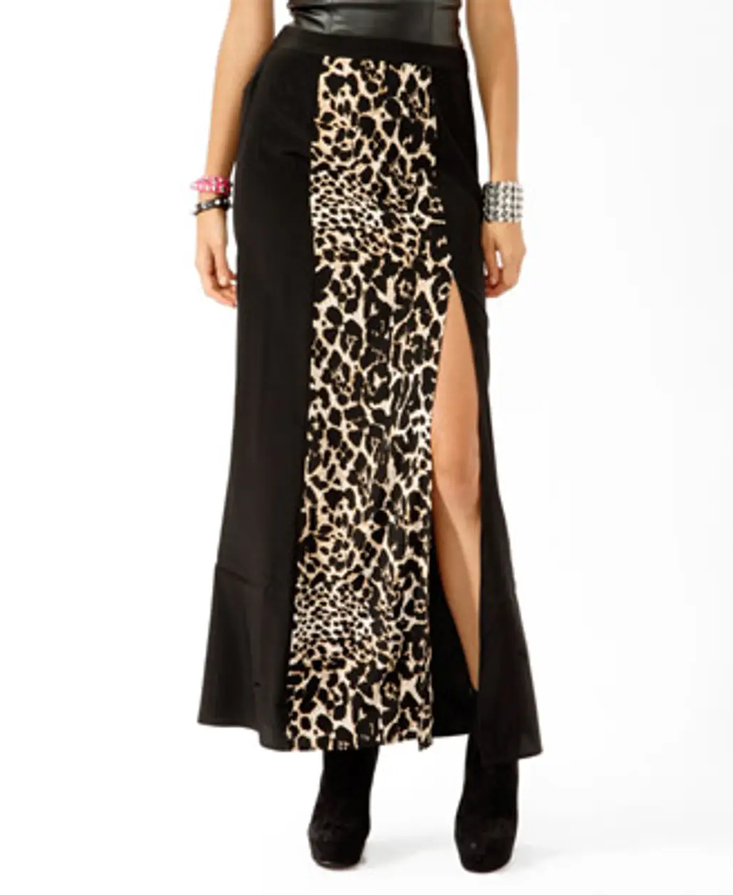 Forever 21 Leopard Panel Maxi Skirt