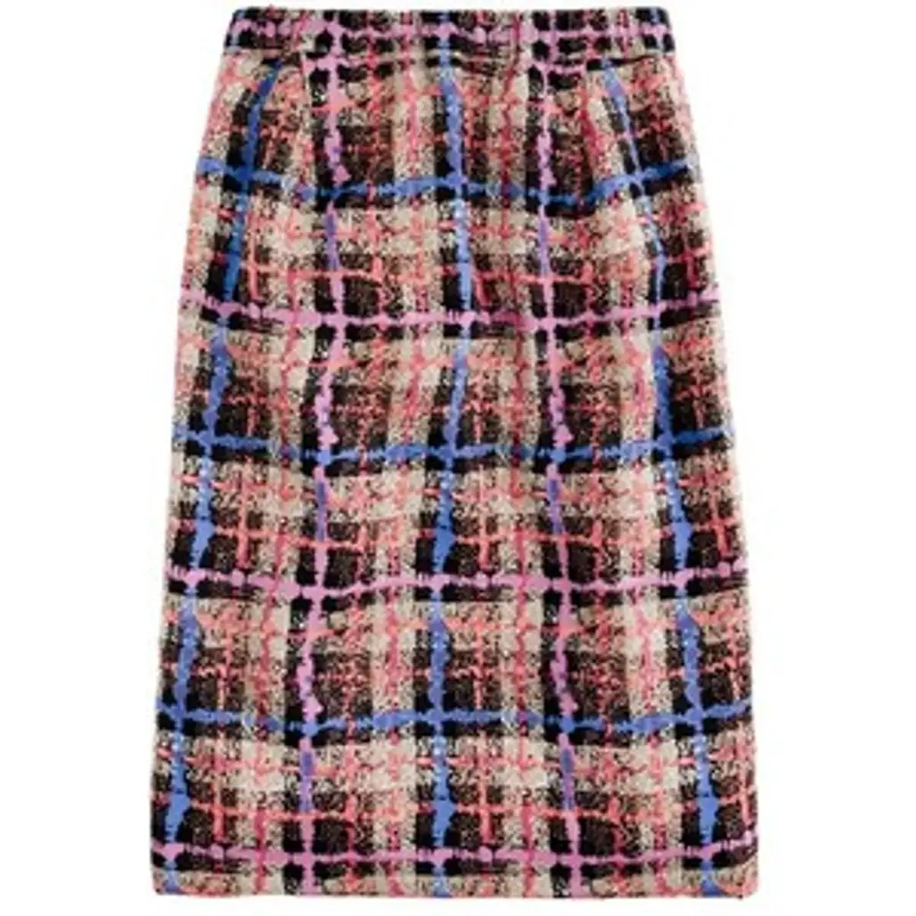 Checkered Pattern Pencil Skirt