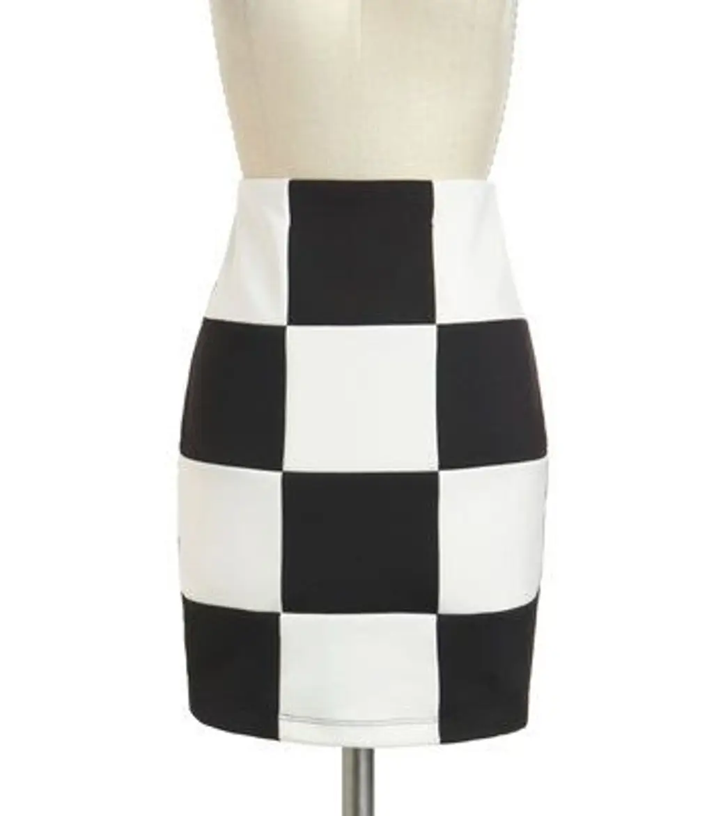 Fitted Checkered Skirt