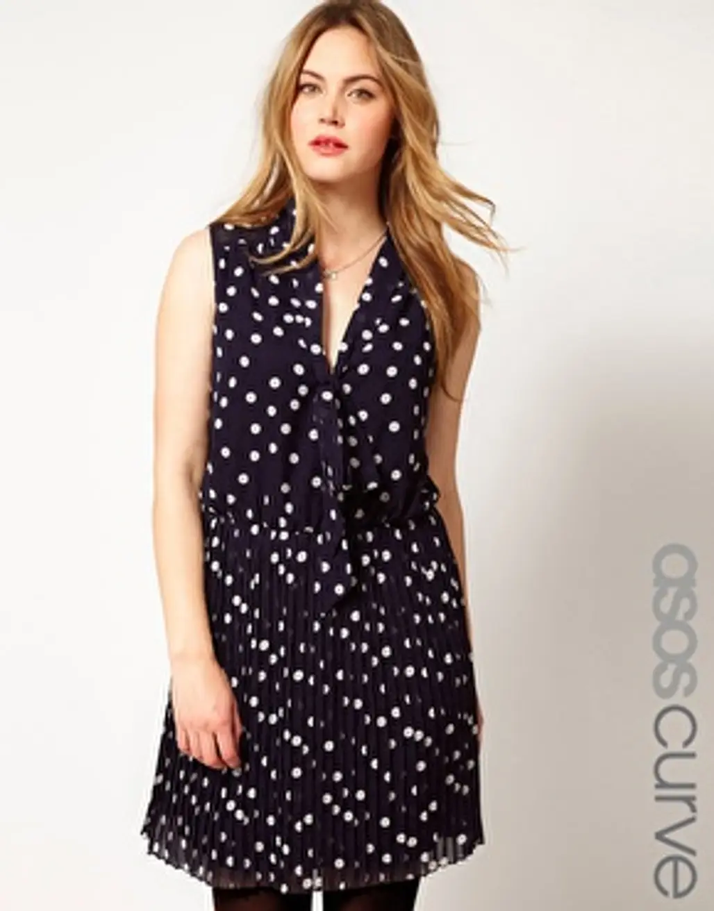 ASOS Curve Spot Dress with Pussybow