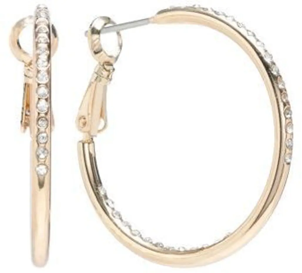 LC Lauren Conrad Gold Tone Simulated Crystal Hoop Earrings