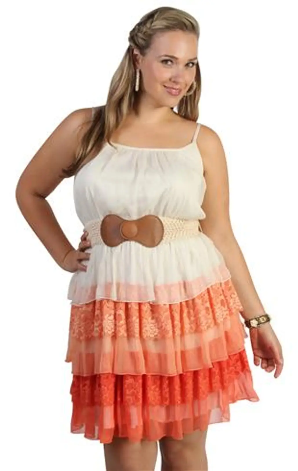 Day Dress with Triple Tiered Chiffon and Lace Skirt