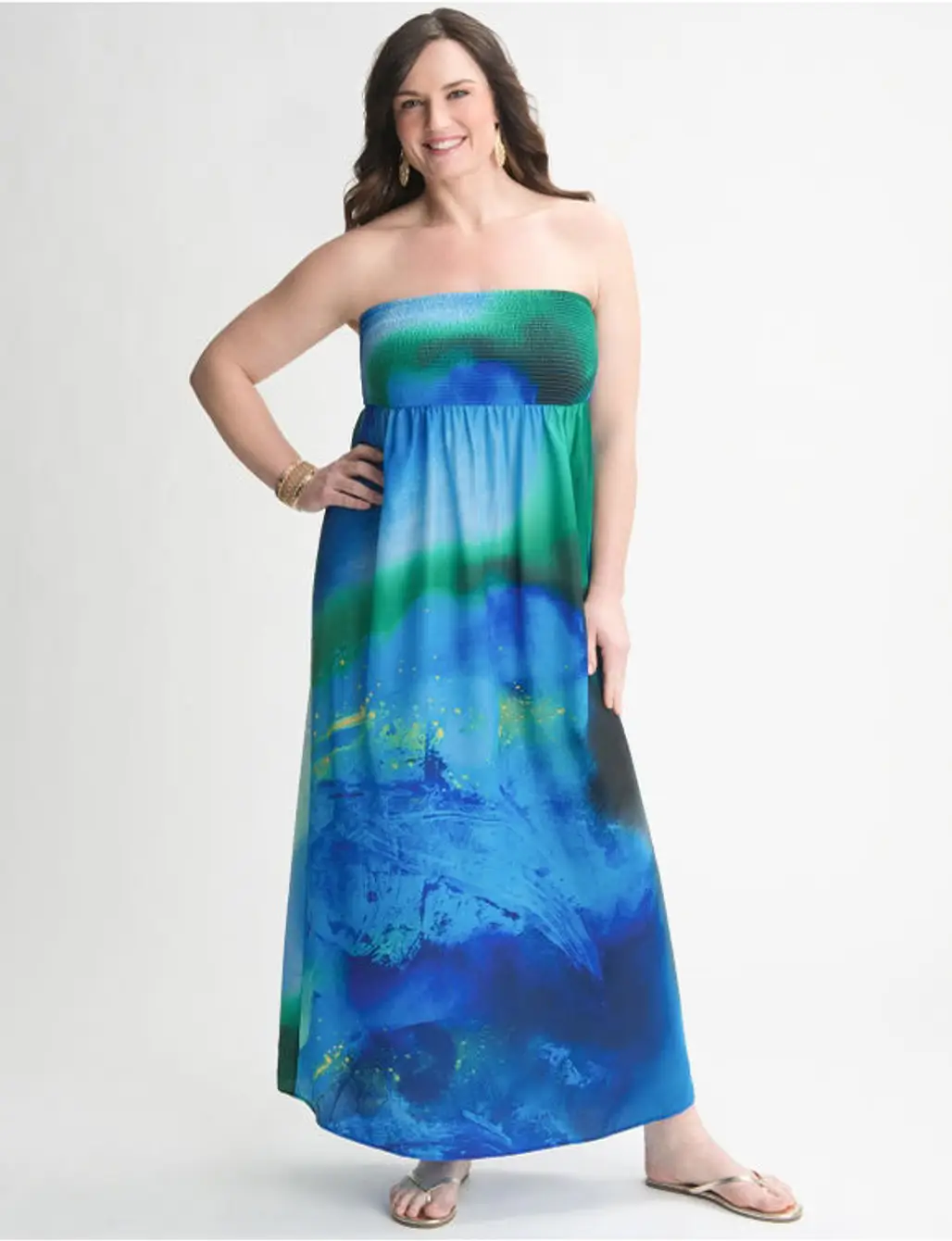 Water Color Strapless Maxi Dress from Lane Bryant