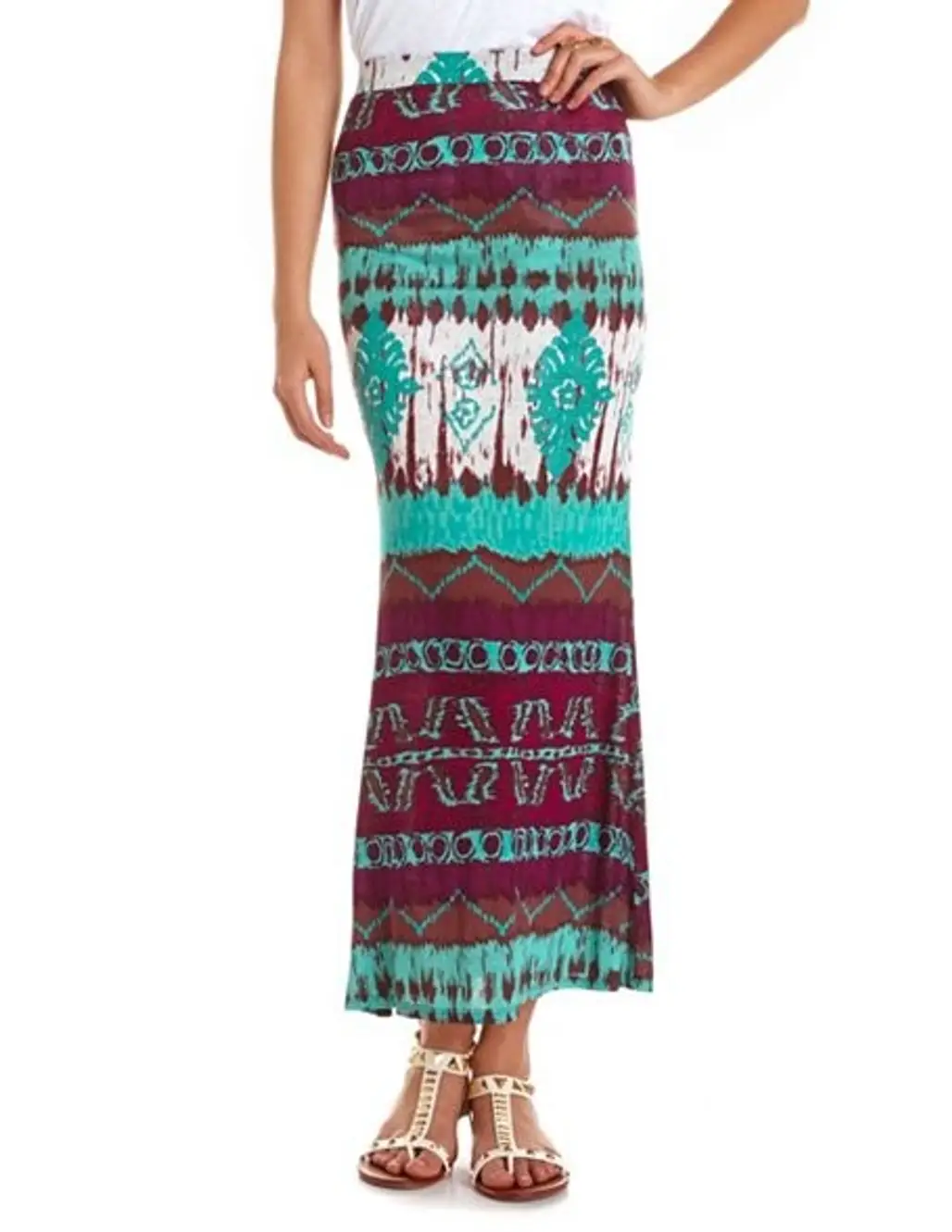 Aztec Print Knit Maxi Skirt