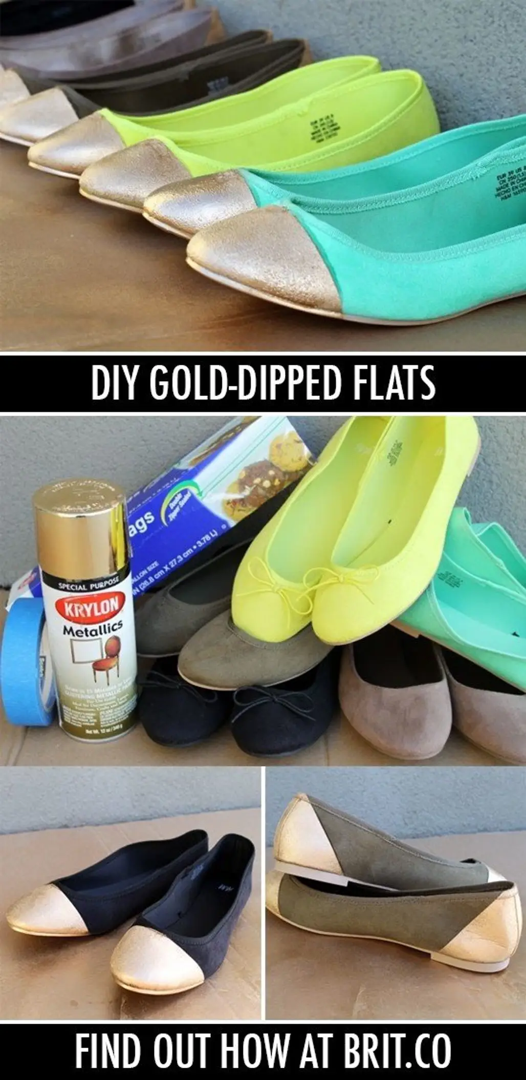 DIY Gold-Tipped Ballet Flats