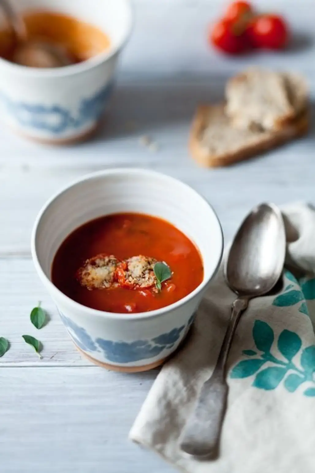 Tomato Soup with Parmesan and Croutons