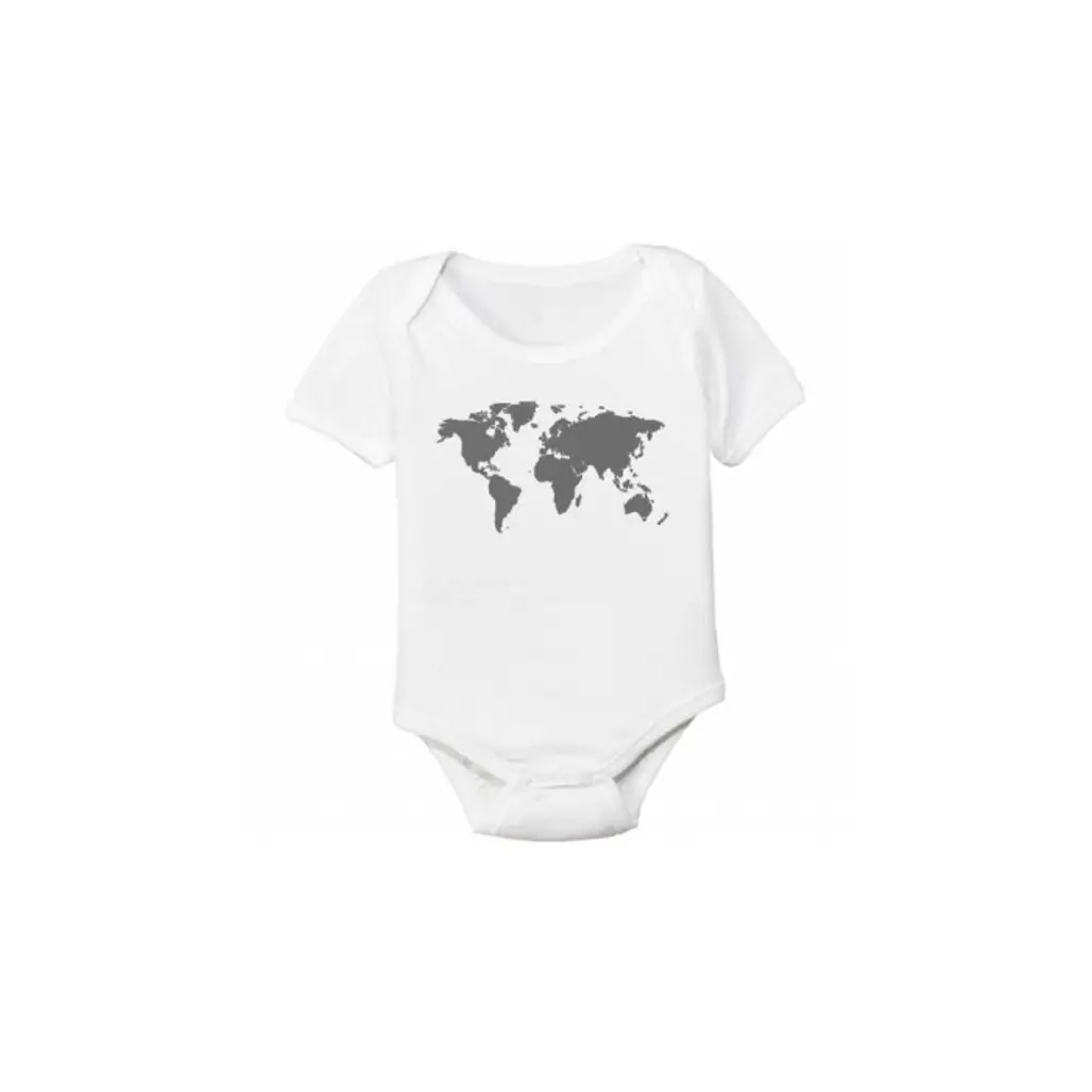World Map Organic Cotton Baby Bodysuit