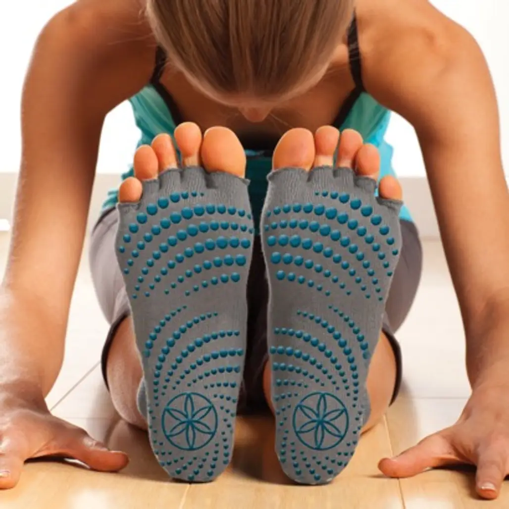 Gaiam Grey Toeless Yoga Socks
