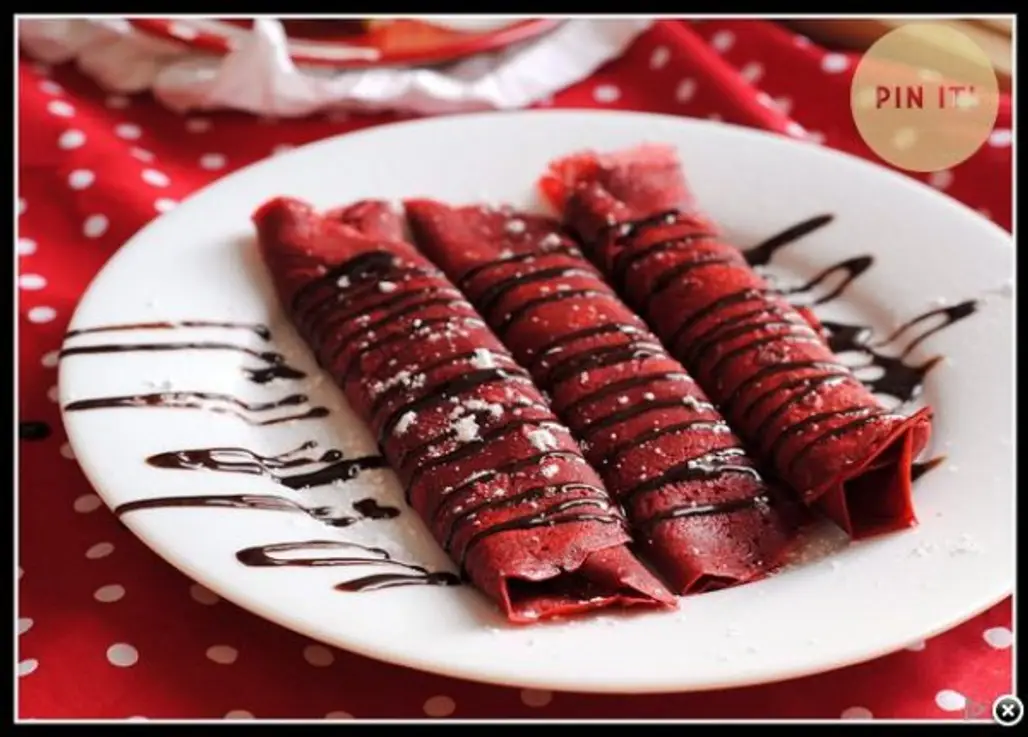 Red Velvet Crepes with Sweet Cream Cheese Filling