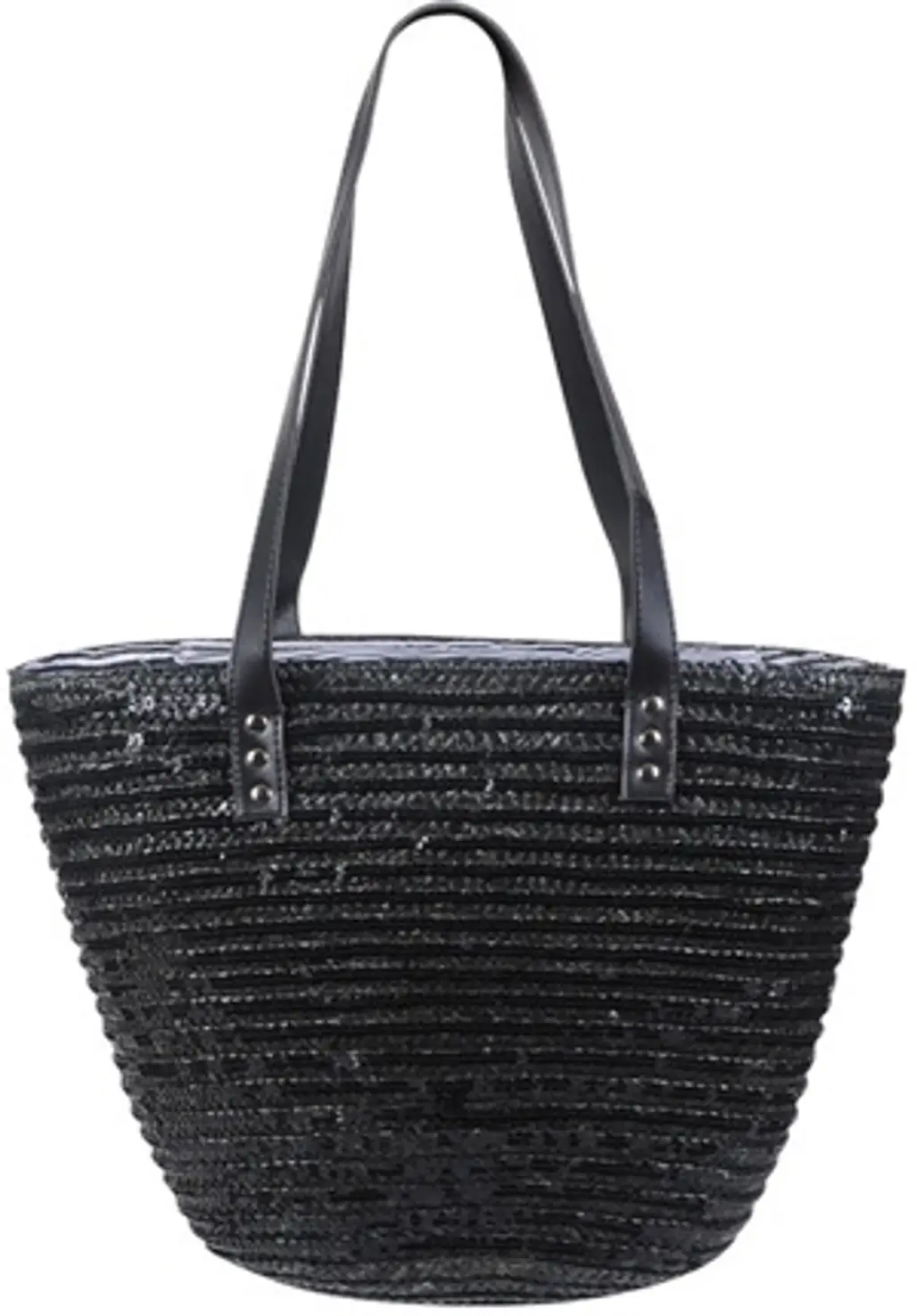 Sequined Basket Weave Beach Bag