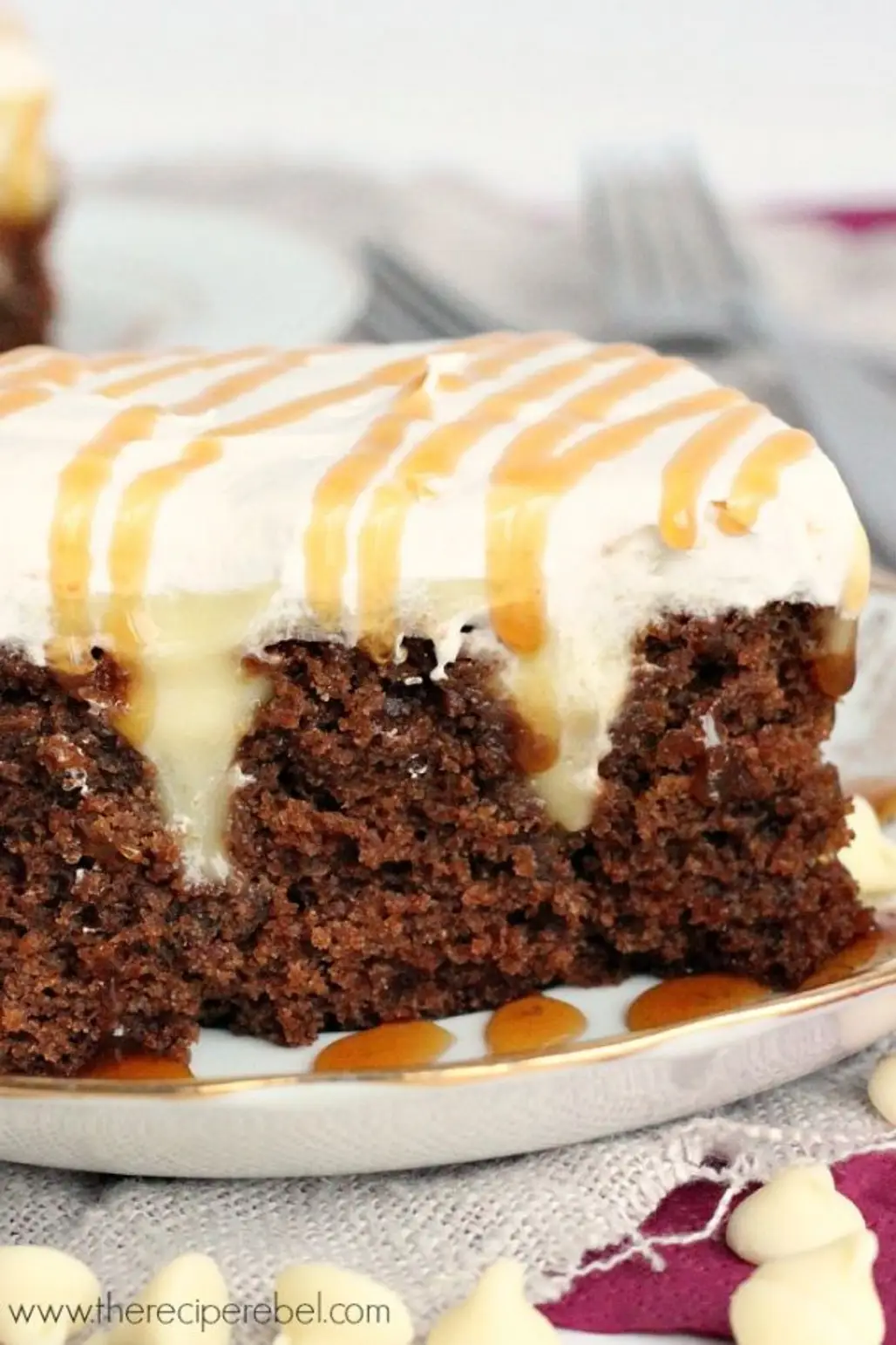 White Chocolate Gingerbread Poke Cake: