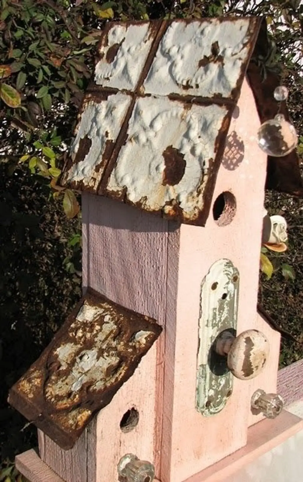 Pink and Rusty Birdhouse