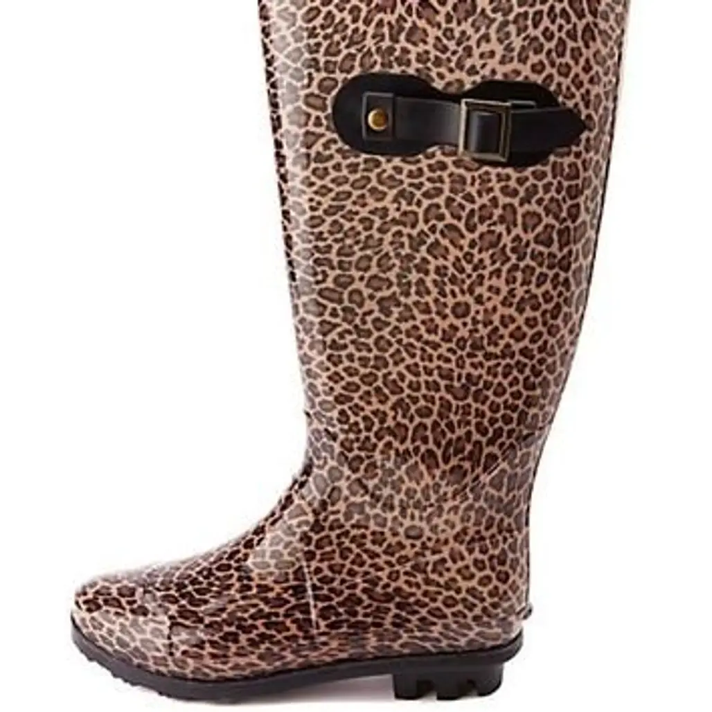 Rubber Leopard Print Rain Boots