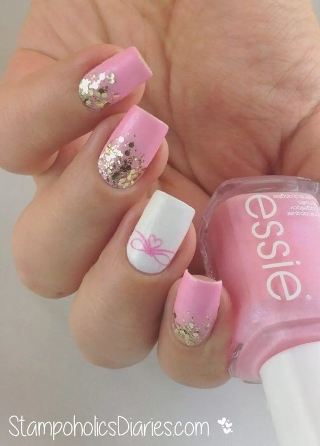 Pink and White with Glitter