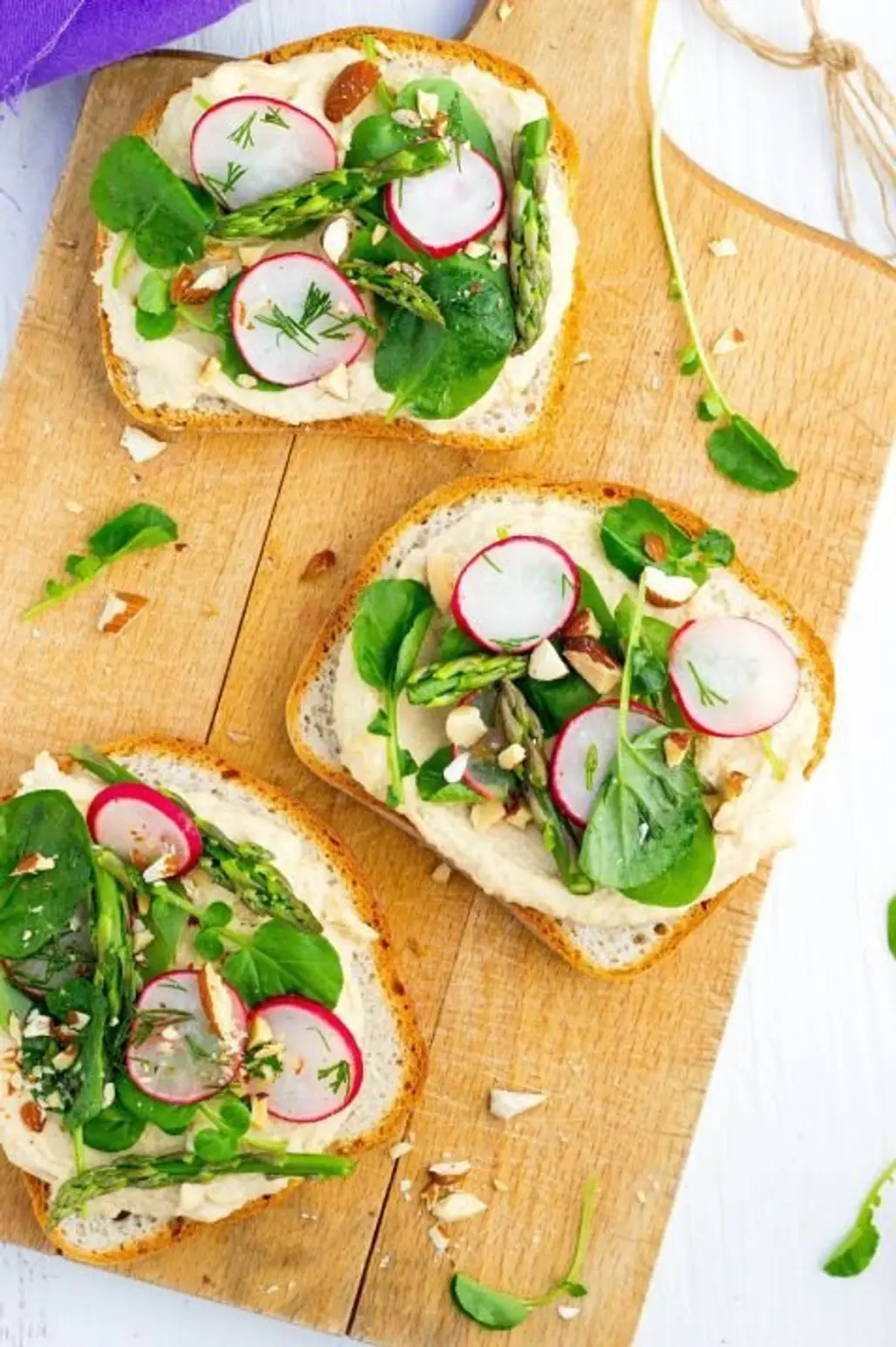 Fresh Spring Toasts with Hummus