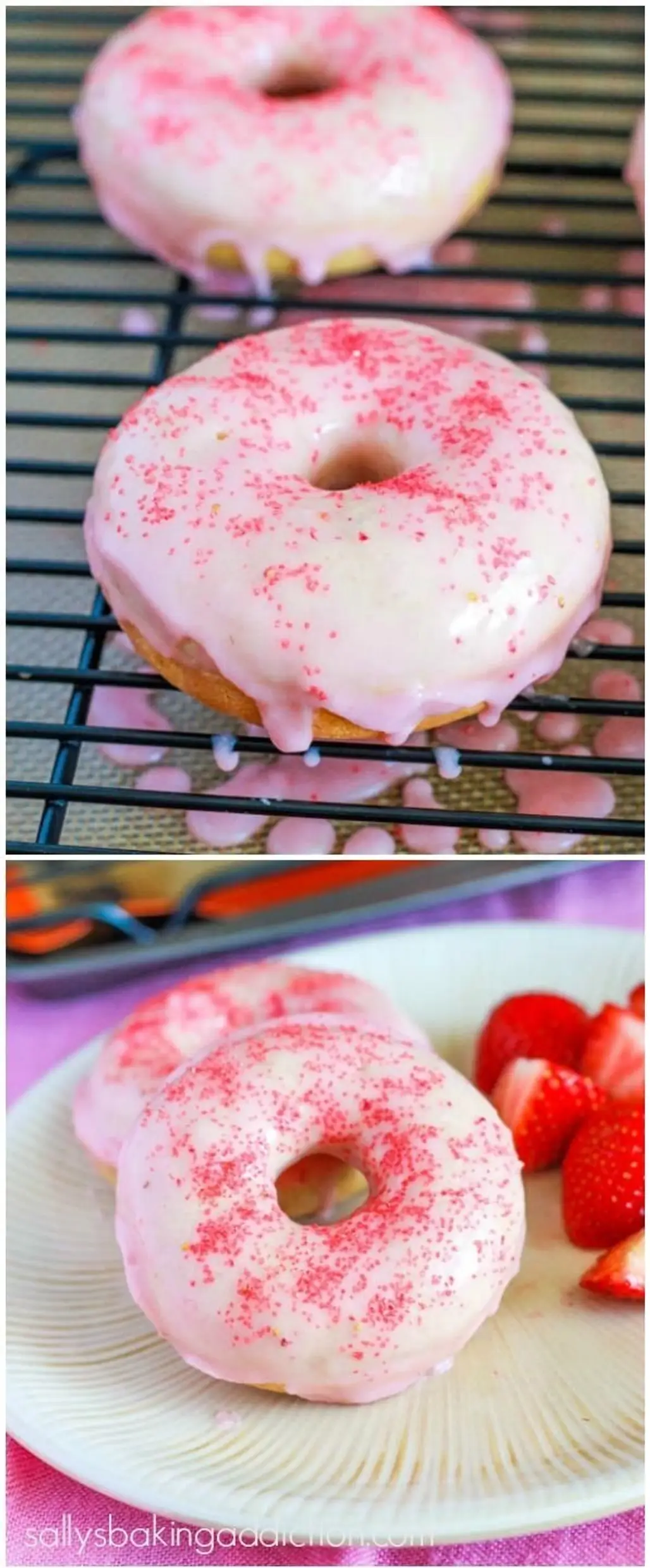 Homemade Strawberry Frosted Donuts