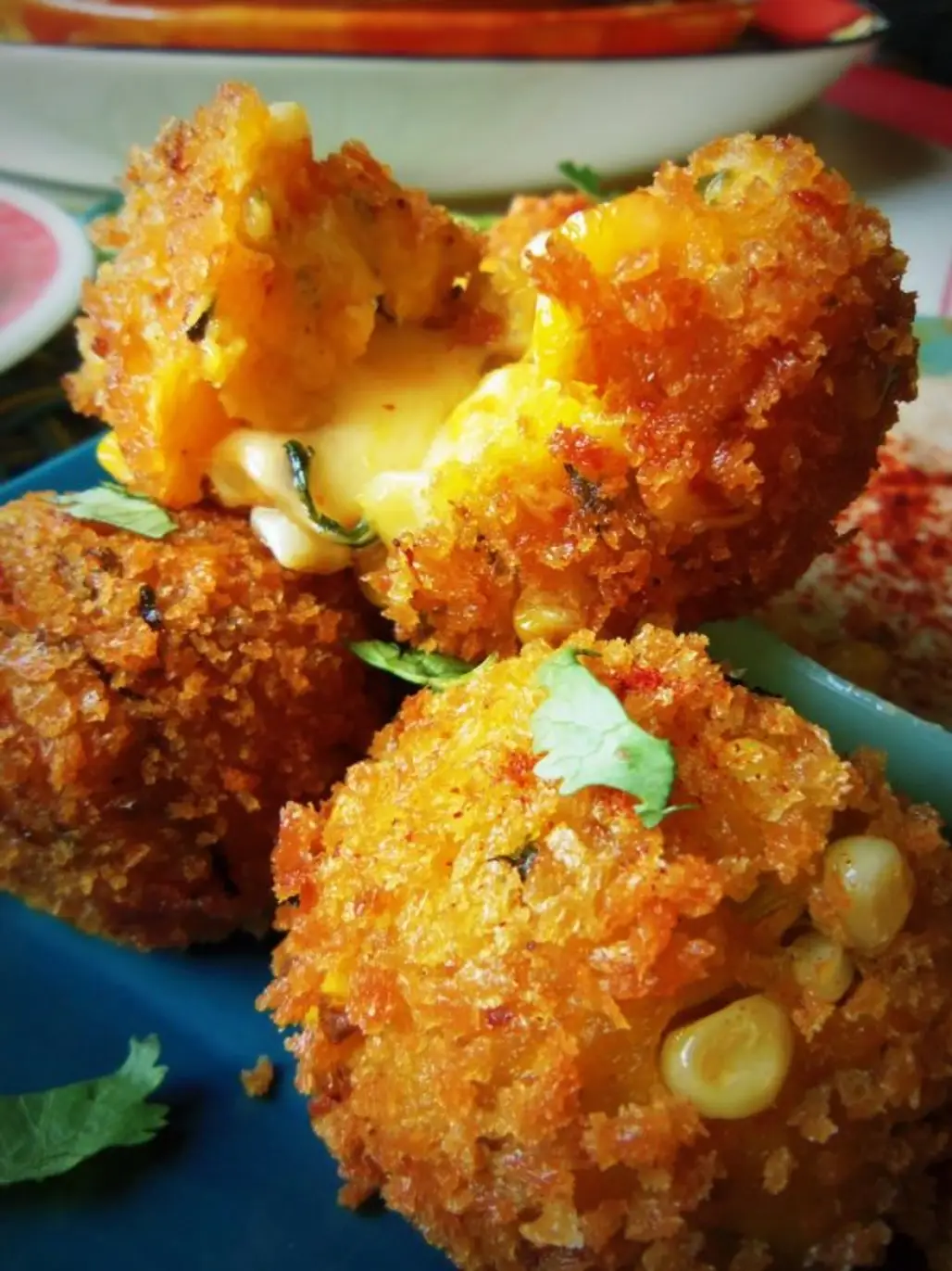 Cheese Filled Plantain and Corn Fritters