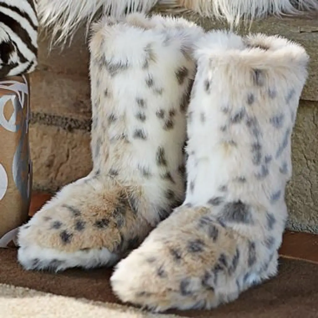 Snow Leopard Fur Booties