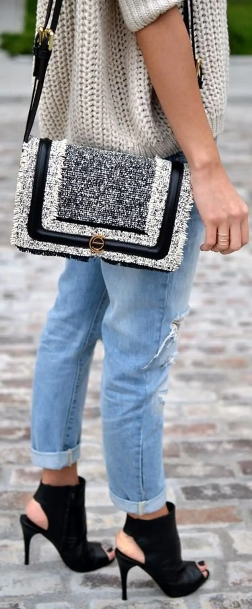 With a Chunky Sweater & Statement Bag
