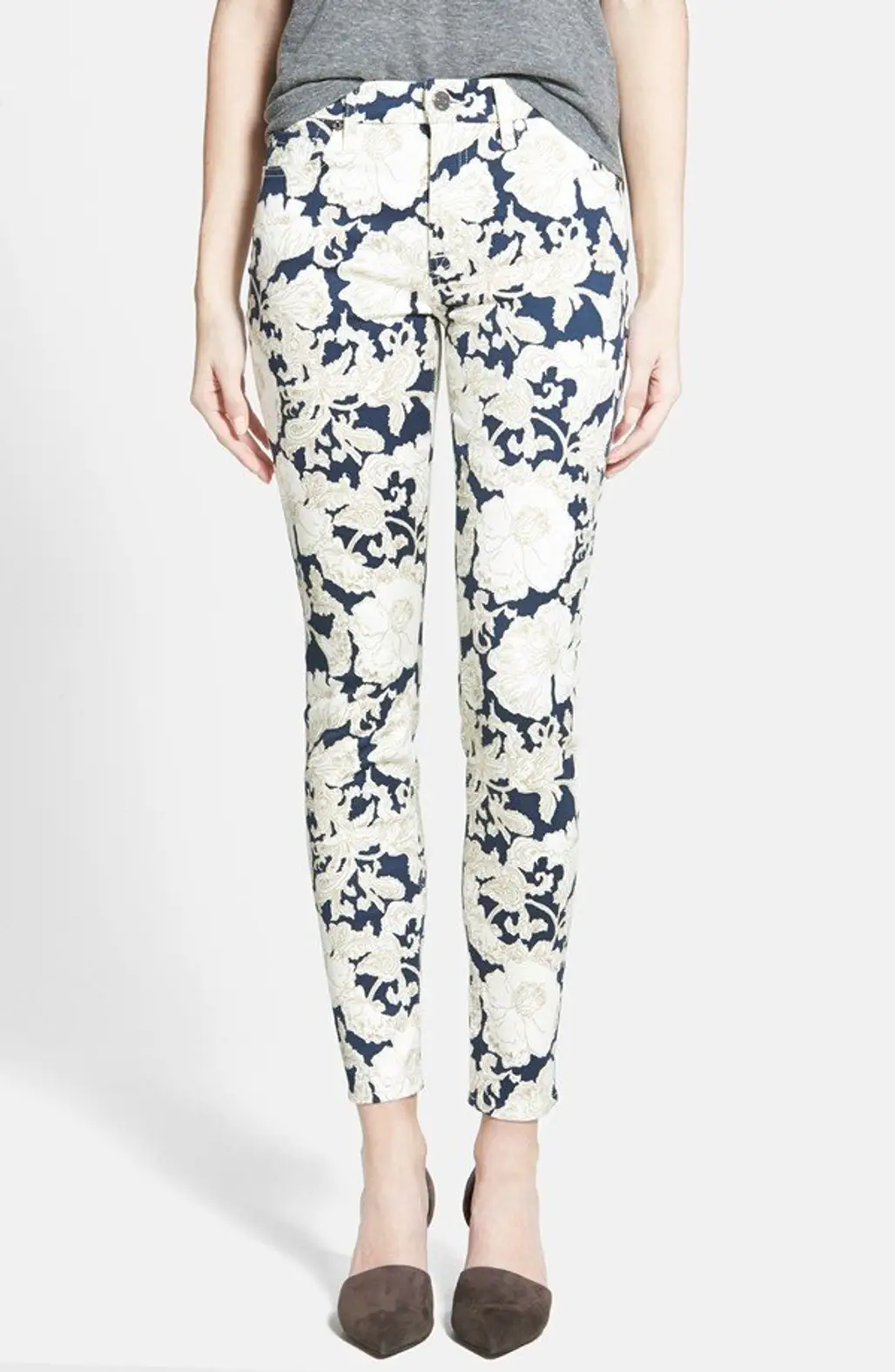 7 for All Mankind Floral Skinny Ankle Jeans