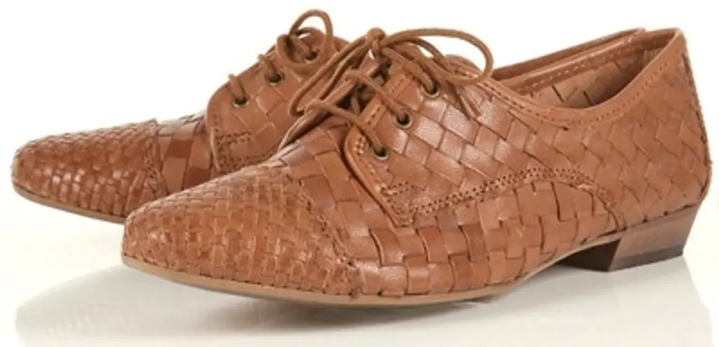Topshop Kelsey Tan Woven Lace up Shoes
