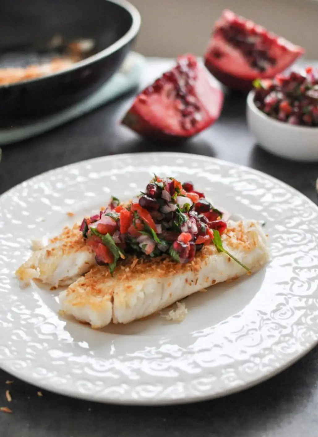 Coconut-crusted Tilapia with Pomegranate Salsa