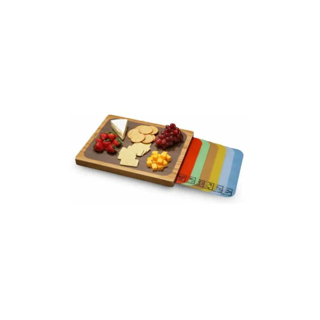 Seville Classics Bamboo Cutting Board with Removable Mats