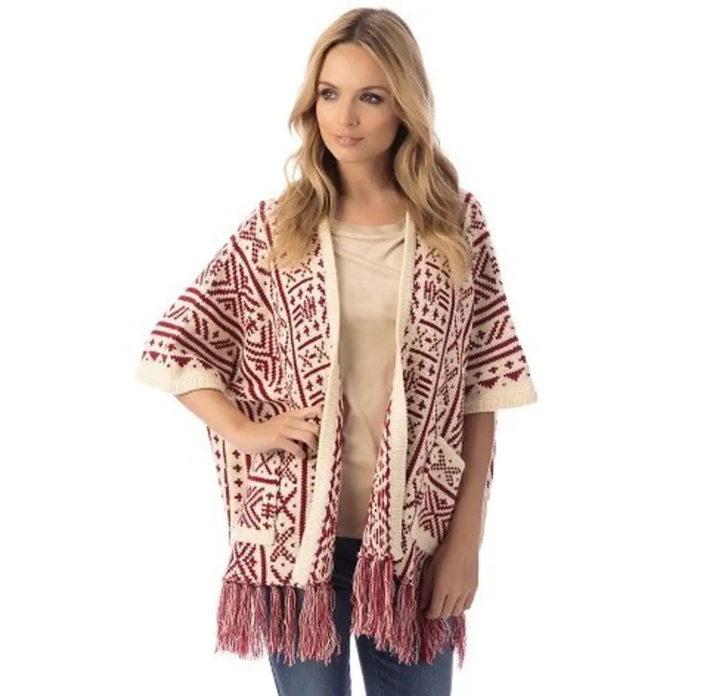 Knit Red and White Cape