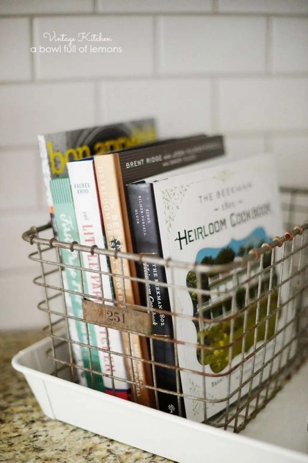 Put Cookbooks into an Antique Basket